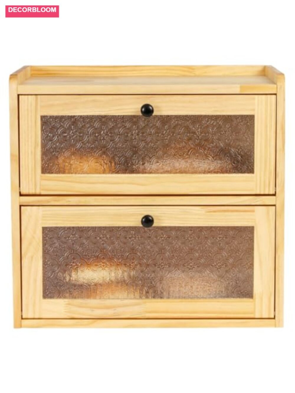 Solid Pine Wood Bread Box Kitchen Countertop Storage Large Magnetic Doors